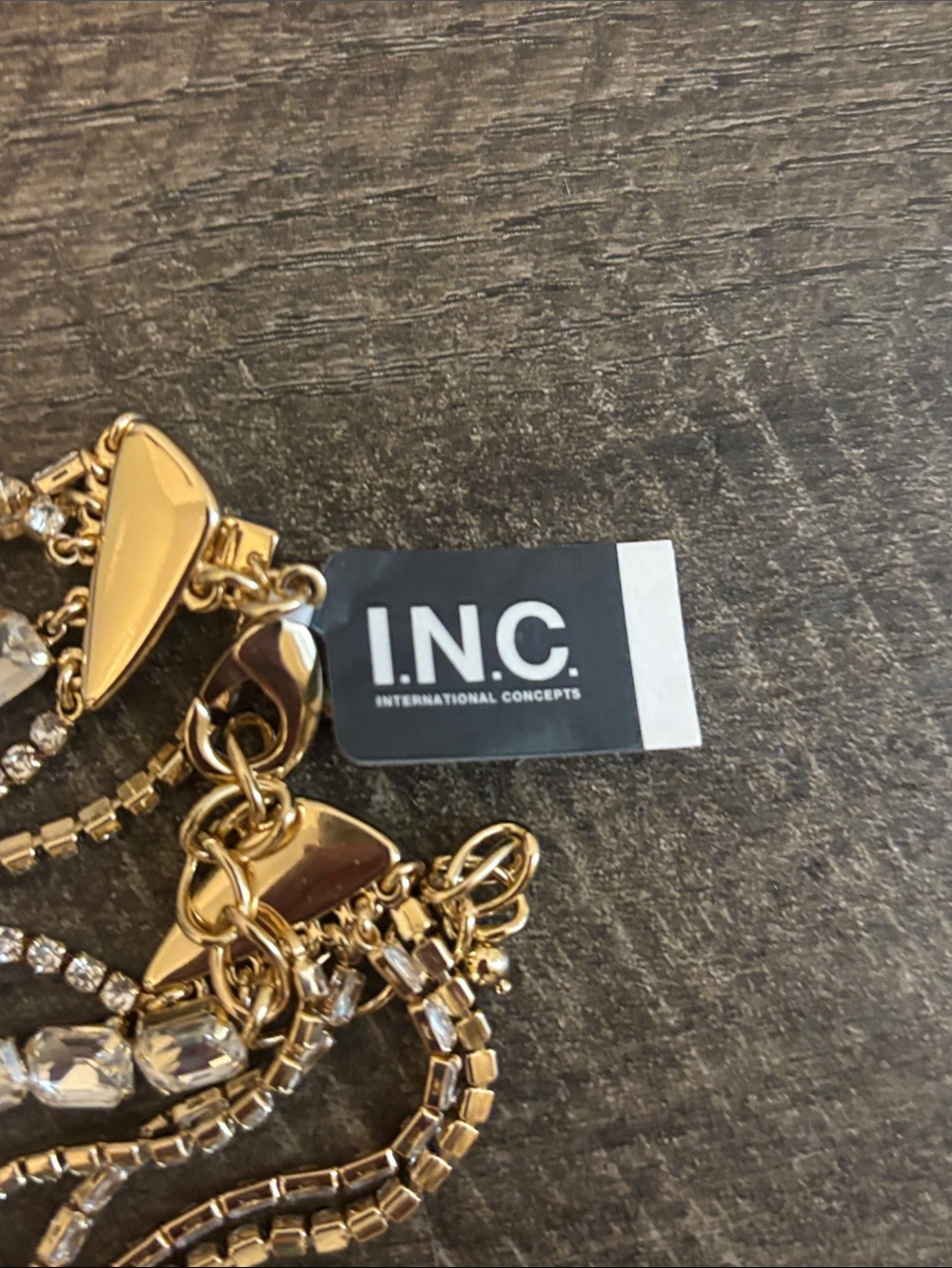 INC International Concepts Gold-Tone Multi Strand Necklace with Clear Stones - Picture 2 of 8